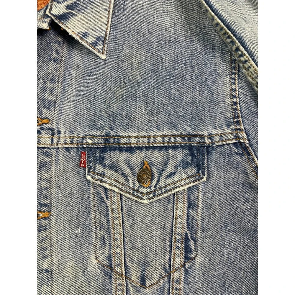 Vintage 90s Levis 70507 4890 Denim Trucker Jacket Mens Large Light Wash USA Made